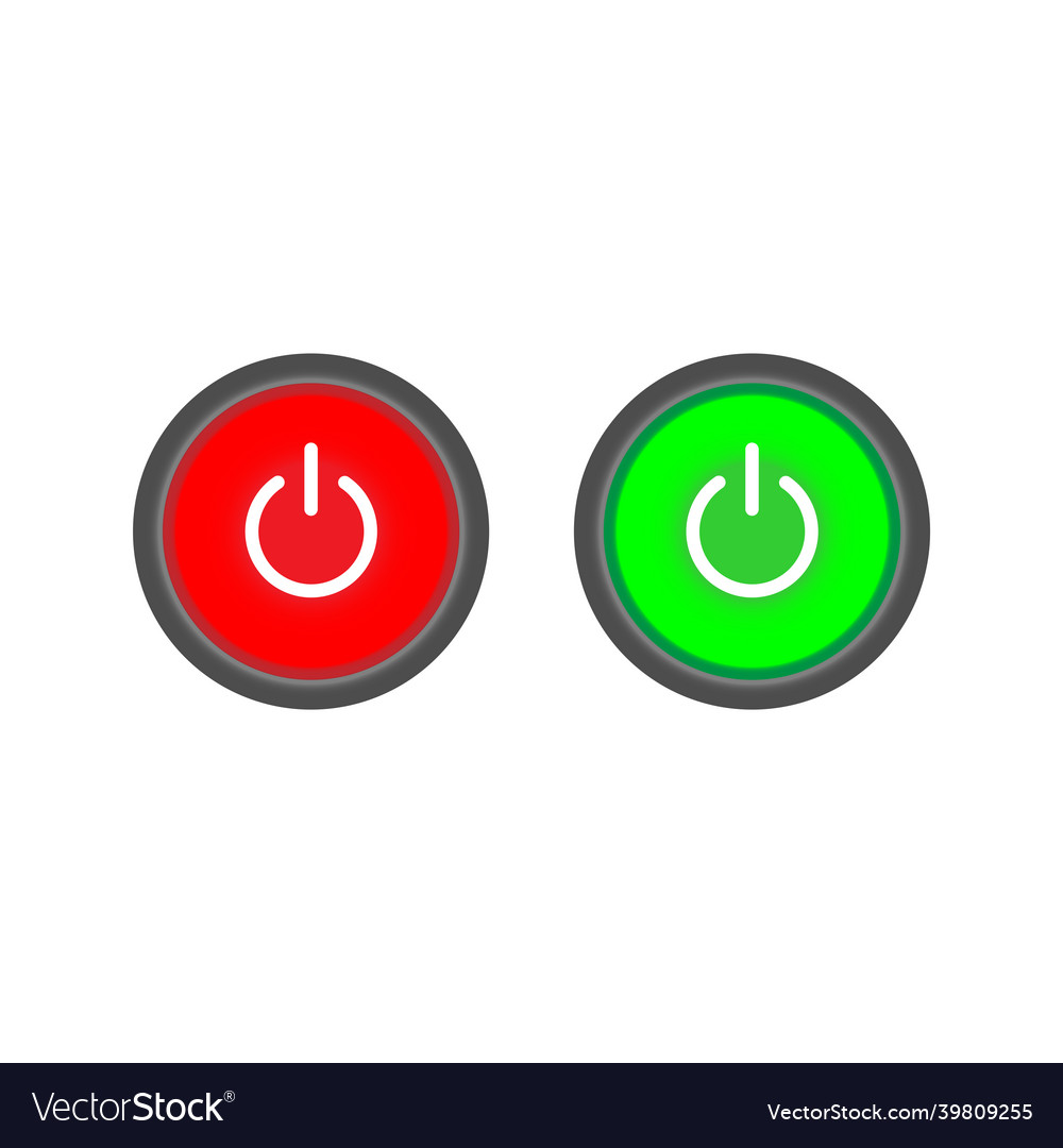 Set of 2 on off push power buttons with dark grey vector image Set of 2 on off push power buttons with dark grey
