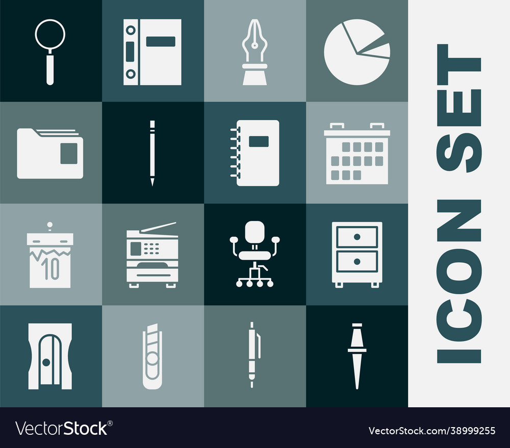 Set push pin drawer with documents calendar vector image Set push pin drawer with documents calendar
