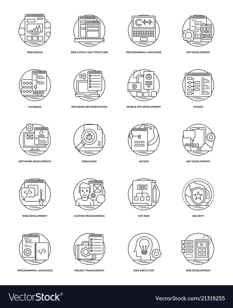 Web development line icons 6