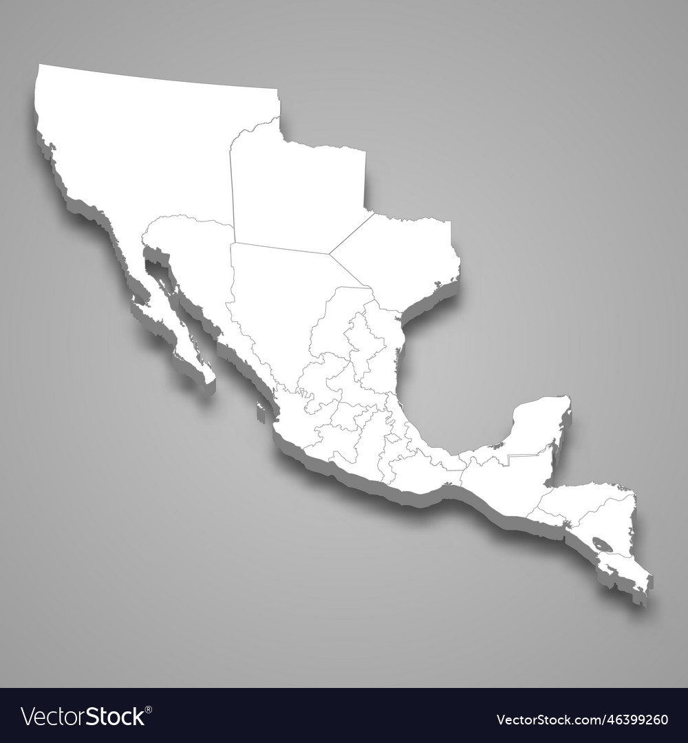 3d Isometric Map Of Mexican Empire Isolated With Vector Image 2539