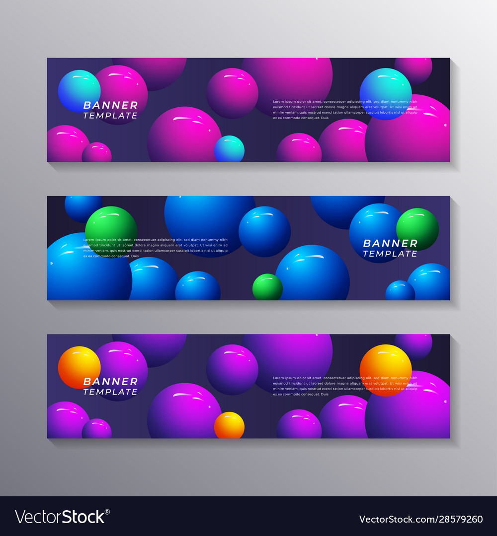 Abstract banner template set dynamic 3d sphere