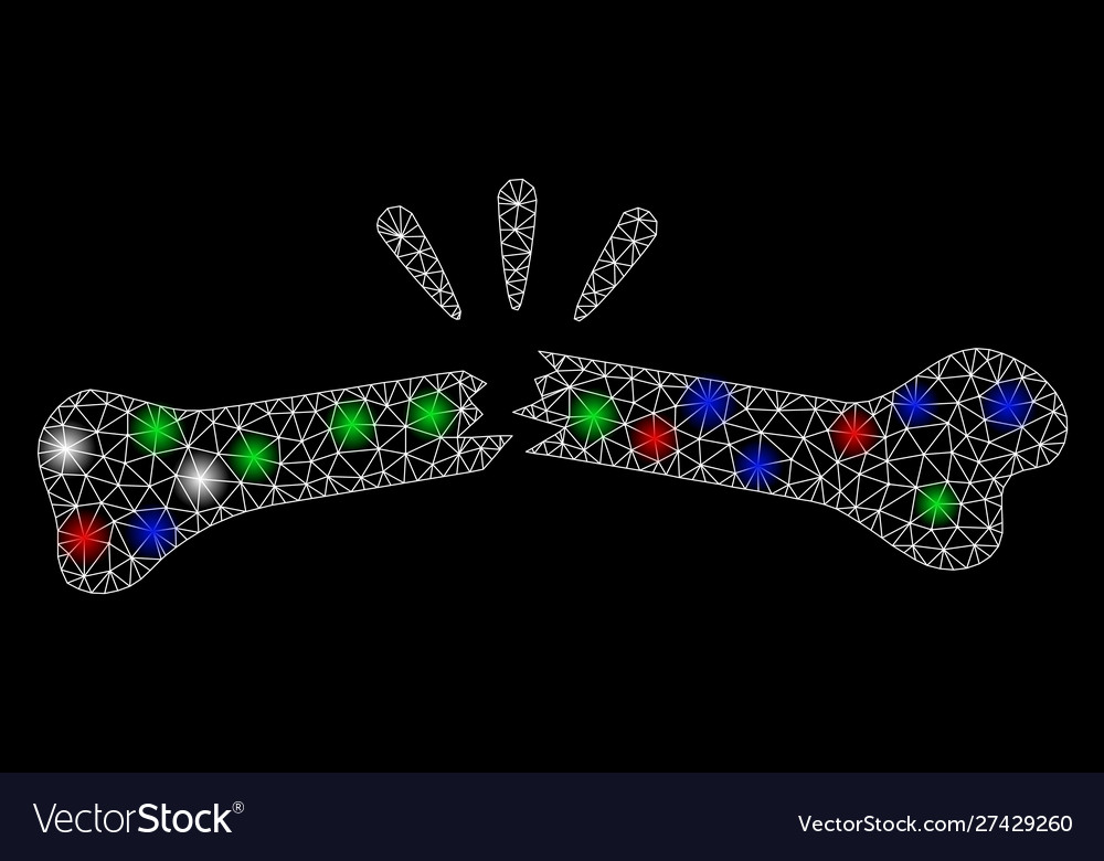 Bright mesh network broken bone with flare spots vector image Bright mesh network broken bone with flare spots