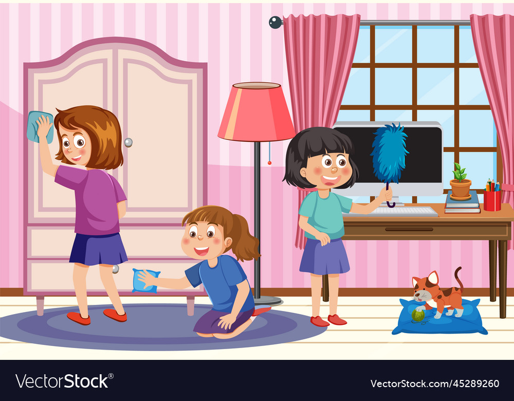 cartoon-children-cleaning-the-house-royalty-free-vector