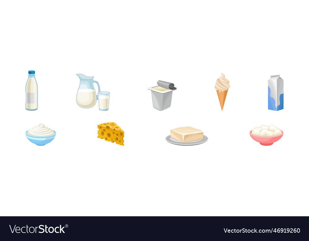 Dairy products with milk jug bottle ice cream