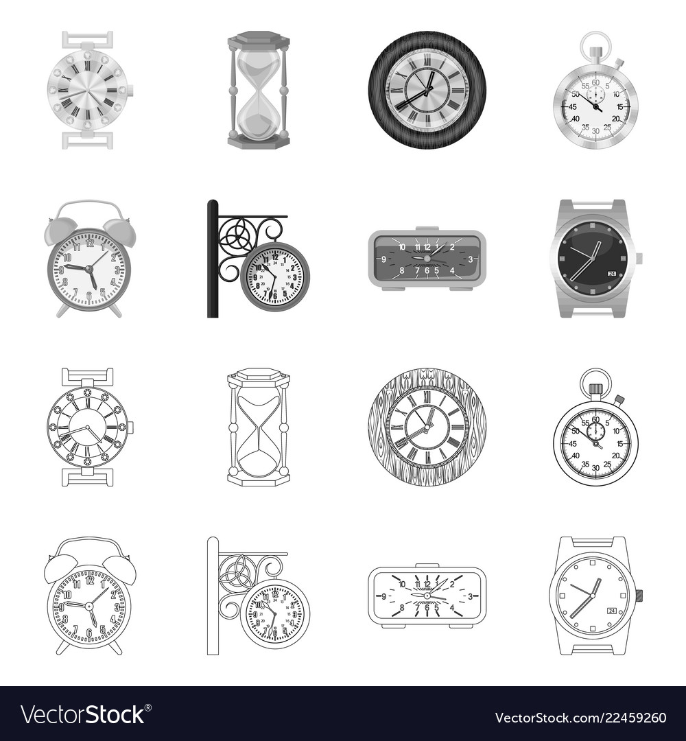 Design of clock and time symbol collection vector image Design of clock and time symbol collection