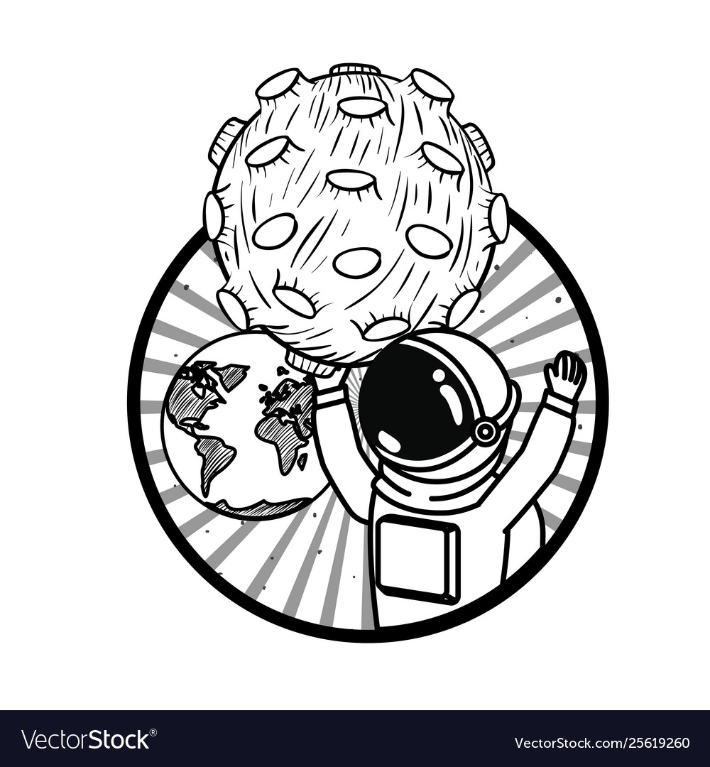 Frame with astronaut and planet in white vector image Frame with astronaut and planet in white