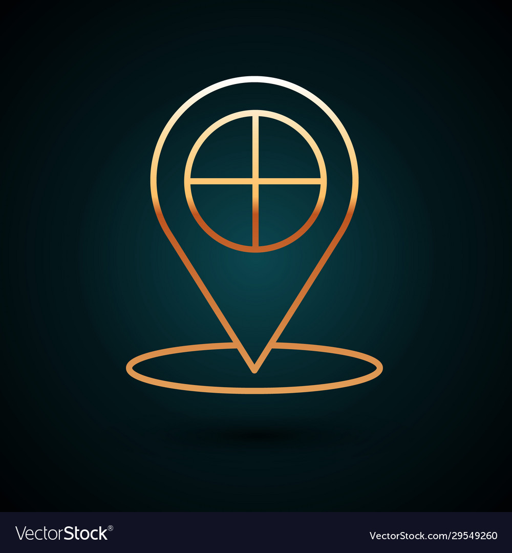 Gold line map pointer with taxi icon isolated vector image Gold line map pointer with taxi icon isolated