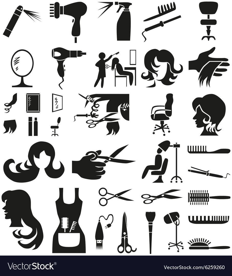 Hairdresser Icons On White Royalty Free Vector Image 4280