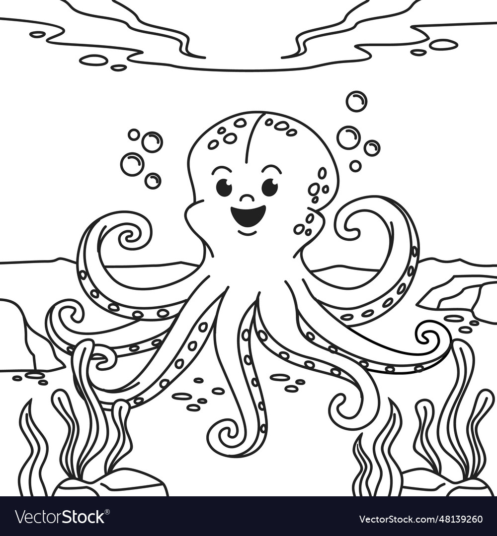 Hand Drawn Octopus Outline Royalty Free Vector Image