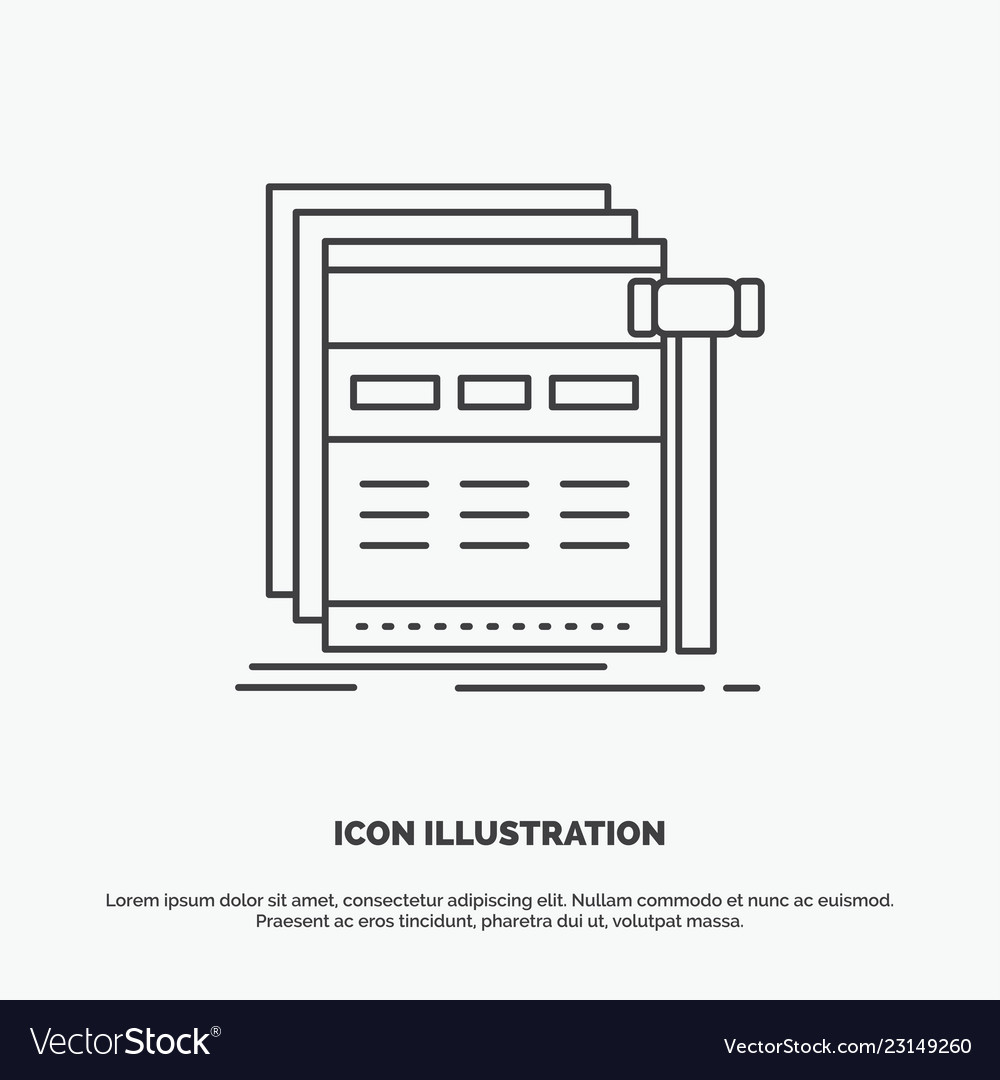 Internet page web webpage wireframe icon line vector image Internet page web webpage wireframe icon line