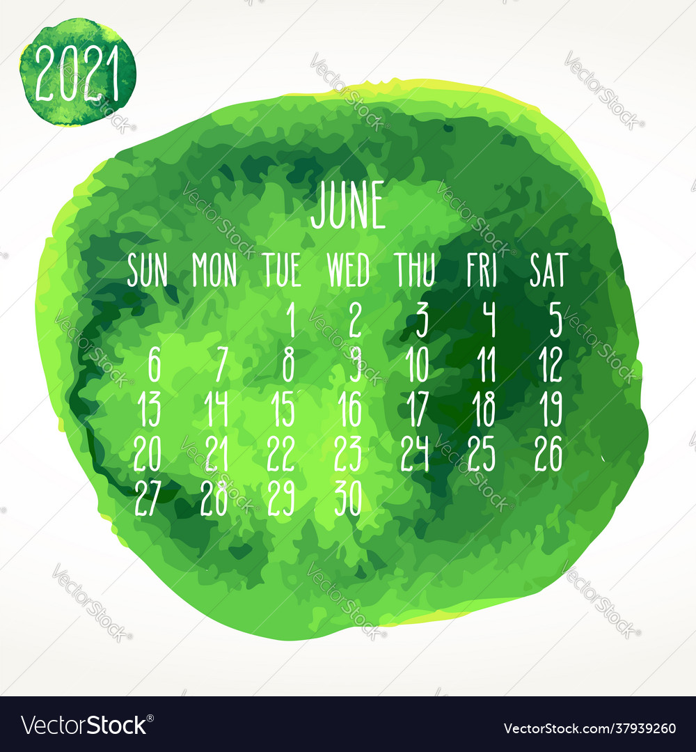 June year 2021 paint monthly calendar