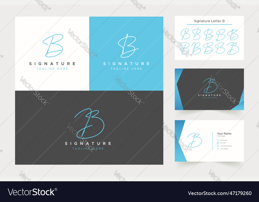 Letter B Signature Handwritten Logo Royalty Free Vector