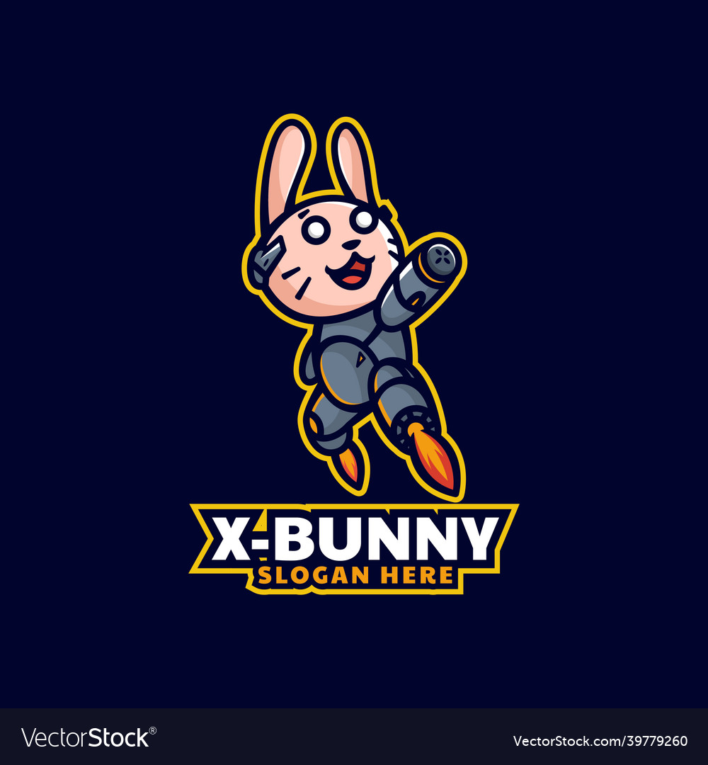 Logo x bunny mascot cartoon style