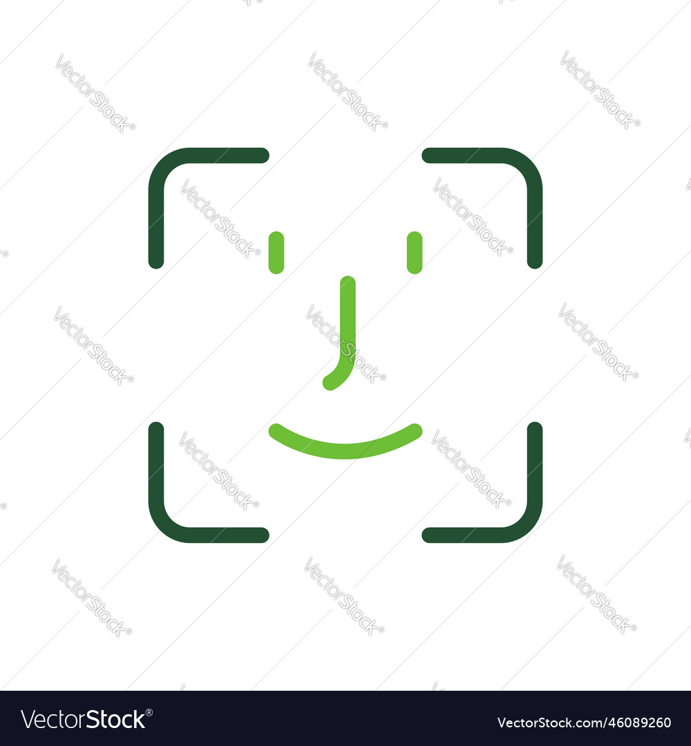 Scan face id line icon facial recognition linear vector image Scan face id line icon facial recognition linear