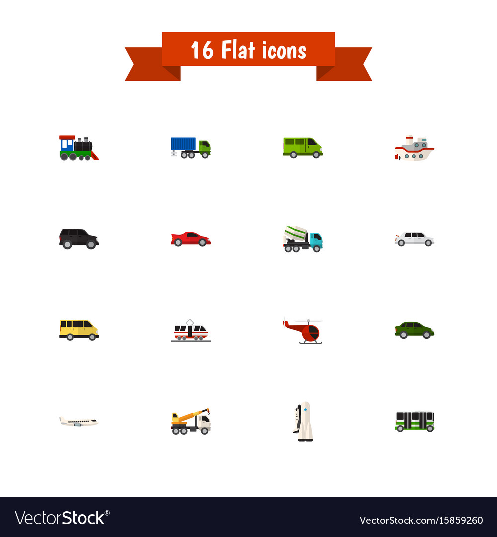 Set of 16 editable car icons includes symbols