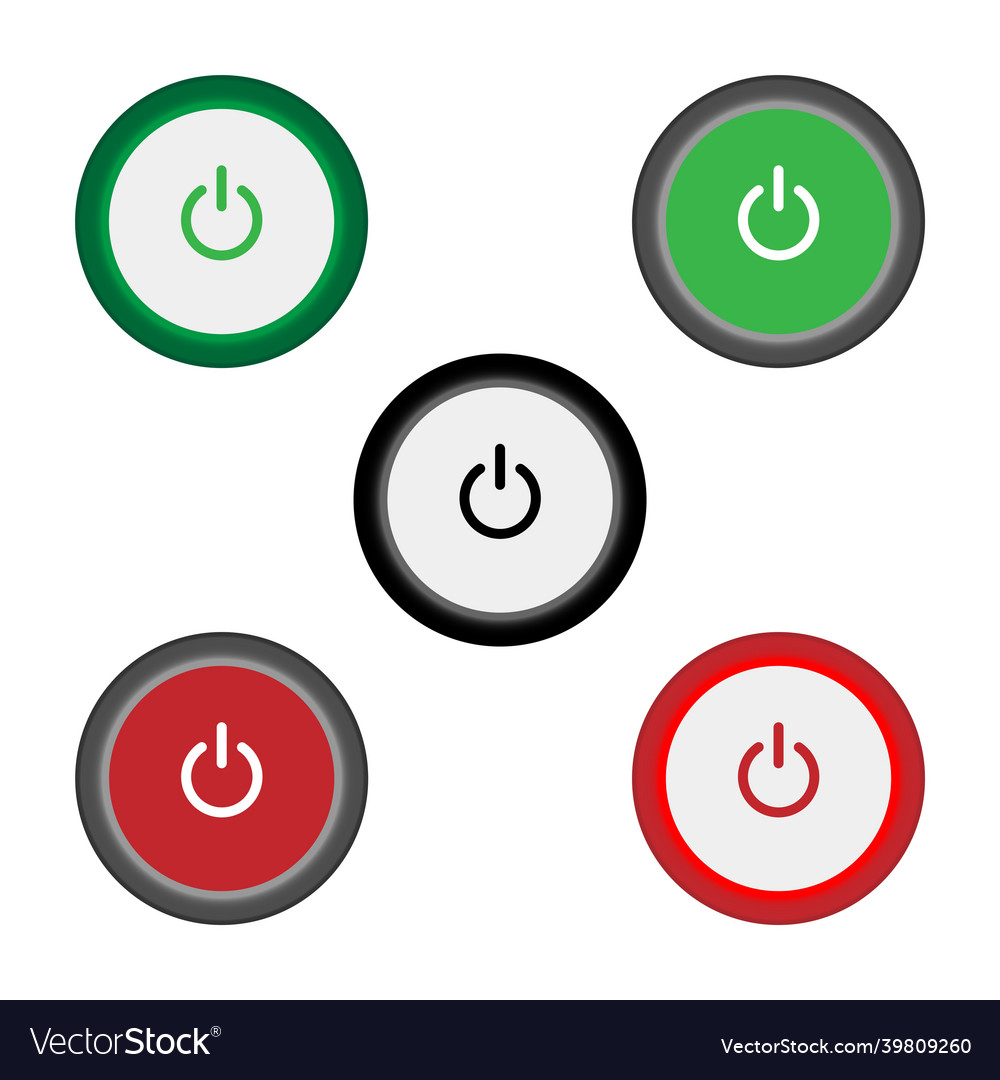 Set of 5 on off slider style power buttons vector image Set of 5 on off slider style power buttons