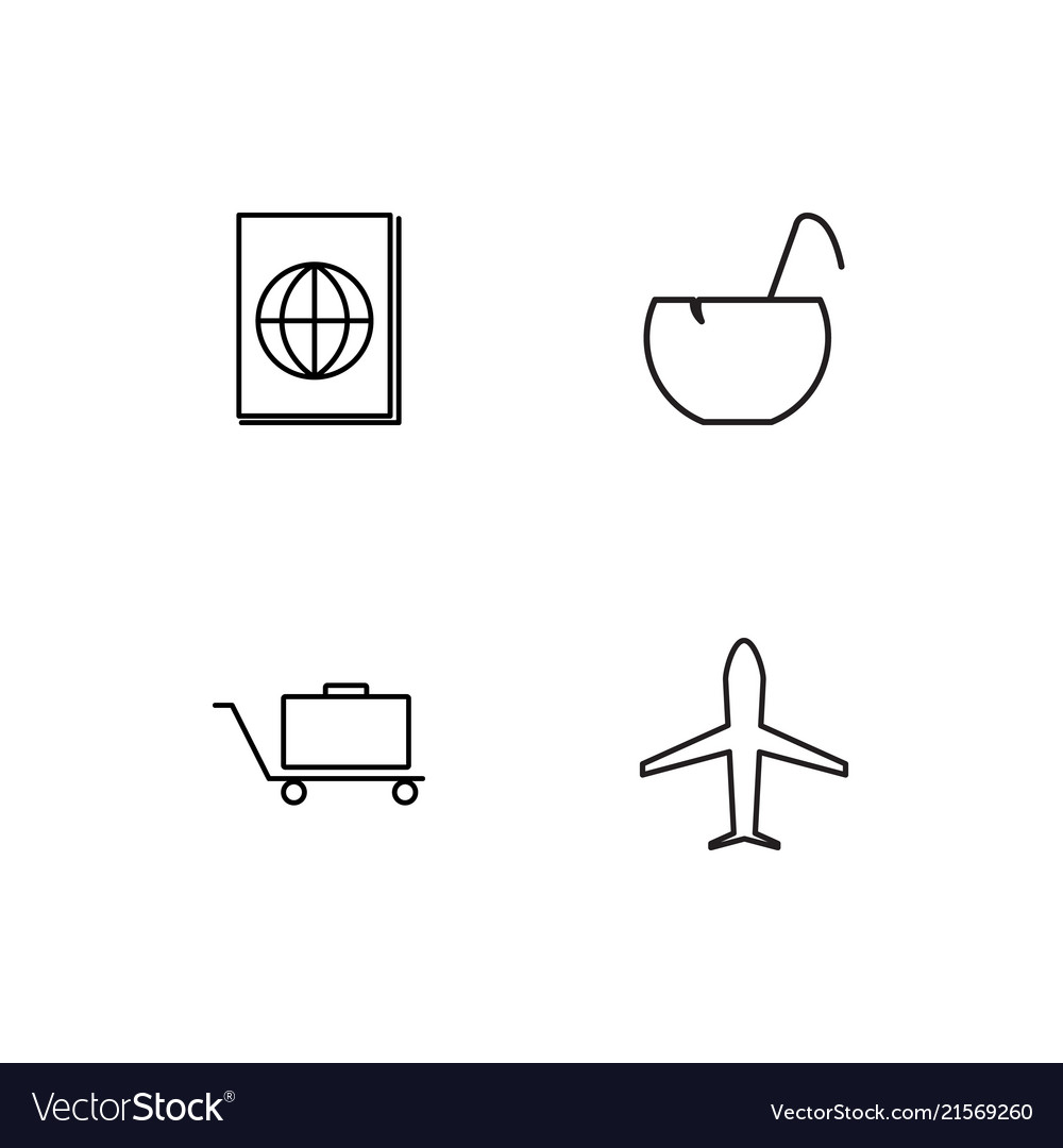 Summer linear icons set simple outline
