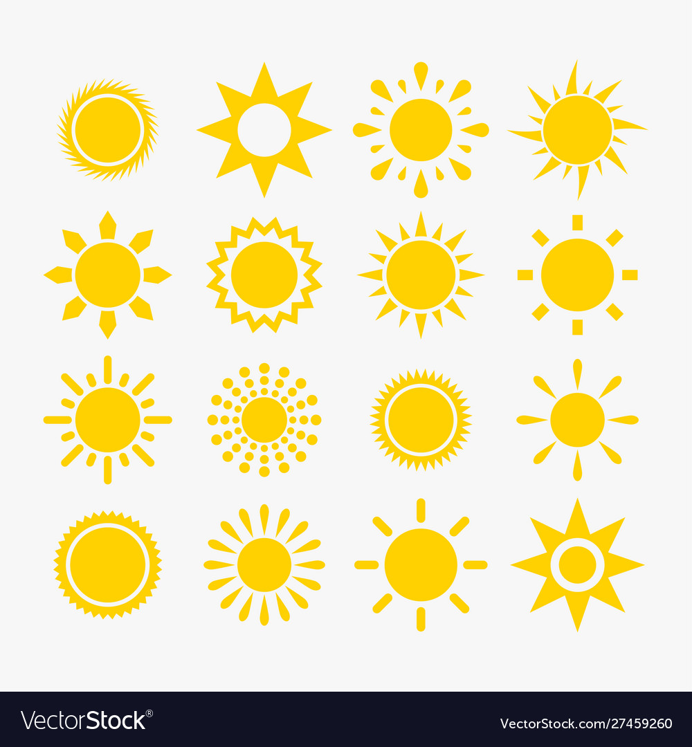 Sun icon set Royalty Free Vector Image - VectorStock