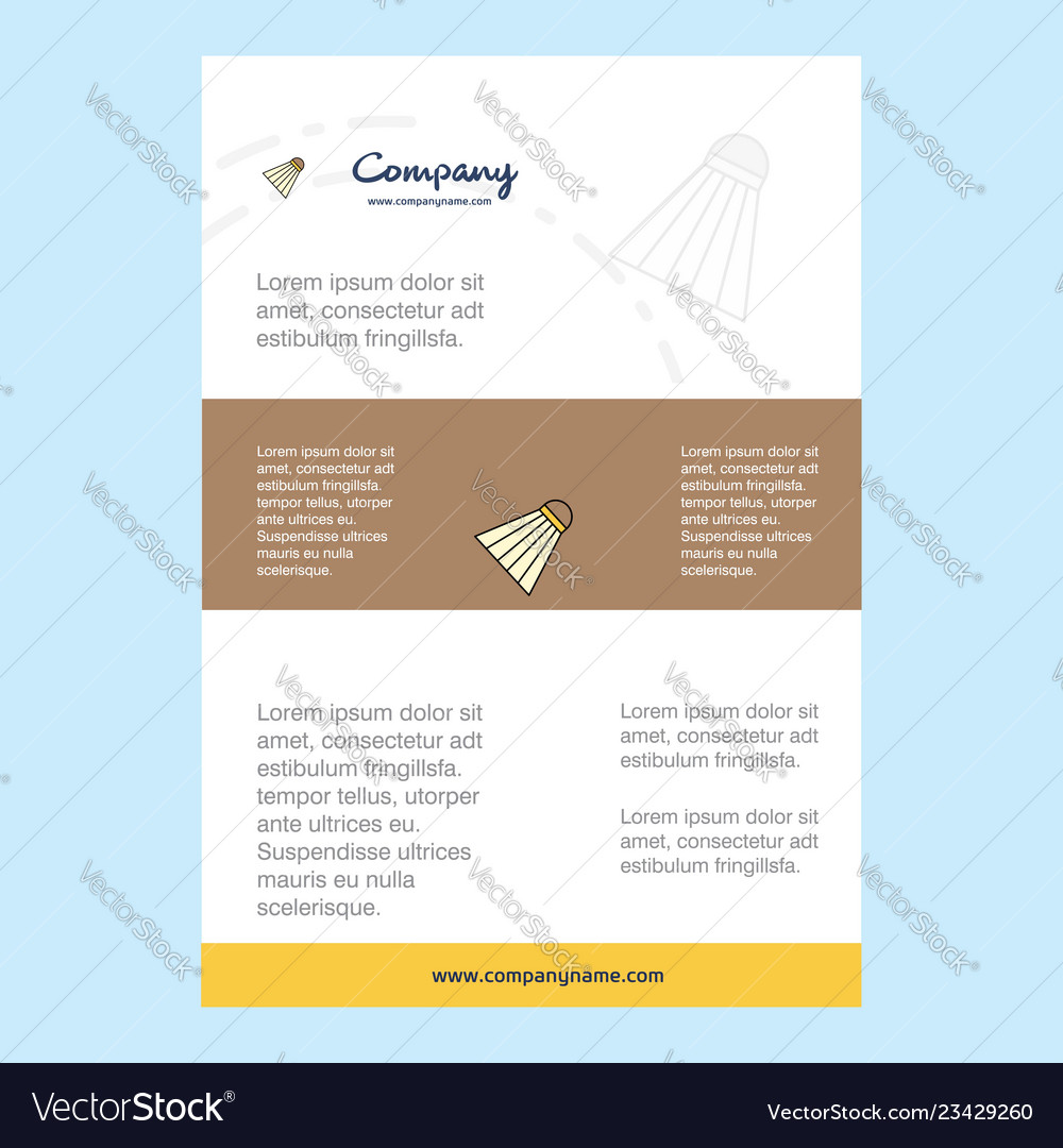 Template layout for badminton shuttle company