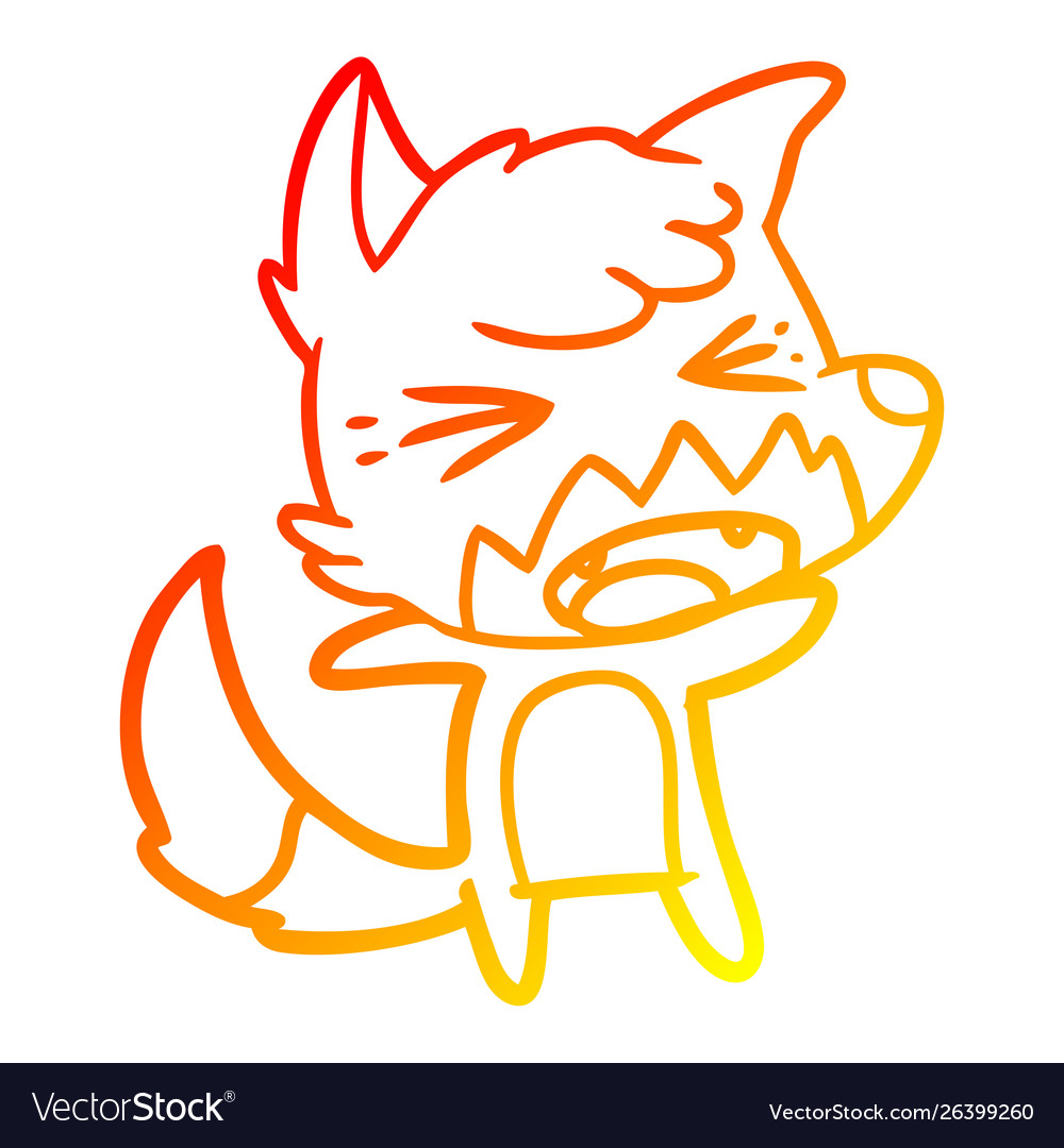 Warm gradient line drawing angry cartoon fox Vector Image