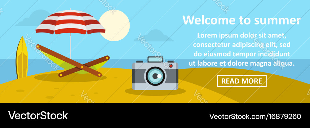 Welcome To Summer Banner Horizontal Concept Vector Image
