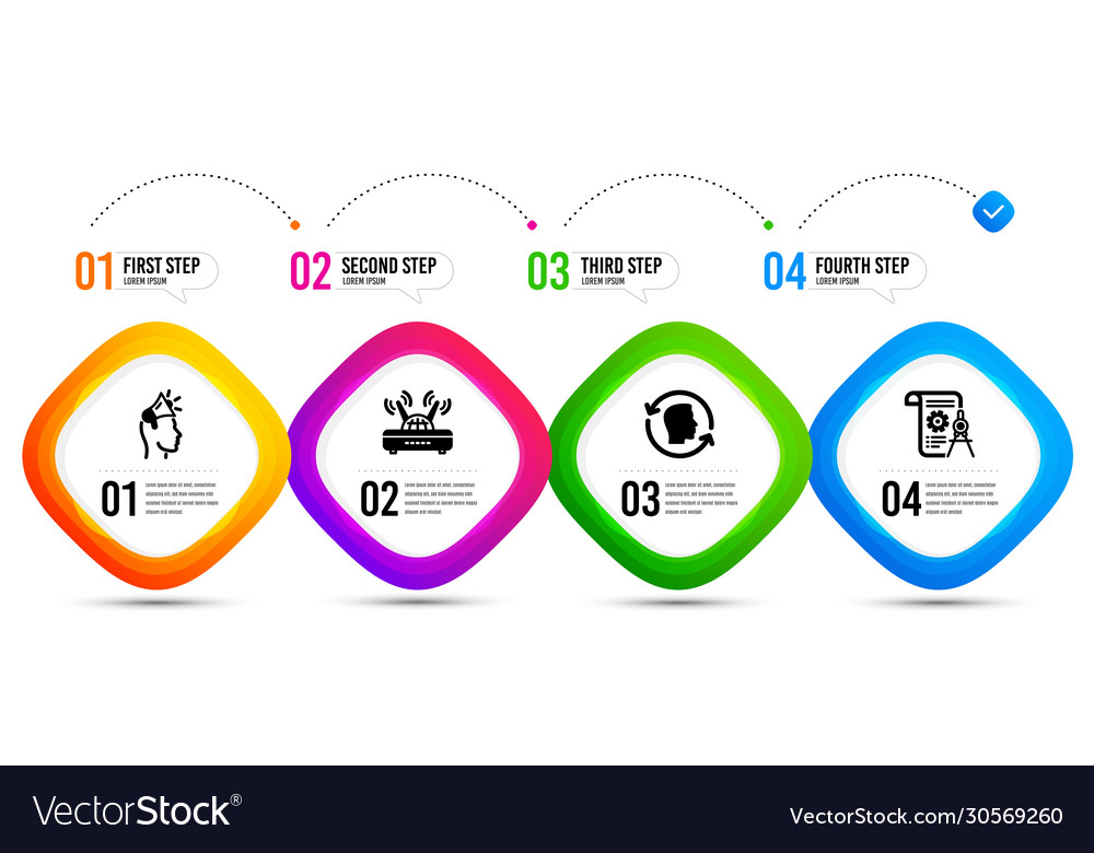 Wifi face id and divider document icons set vector image Wifi face id and divider document icons set