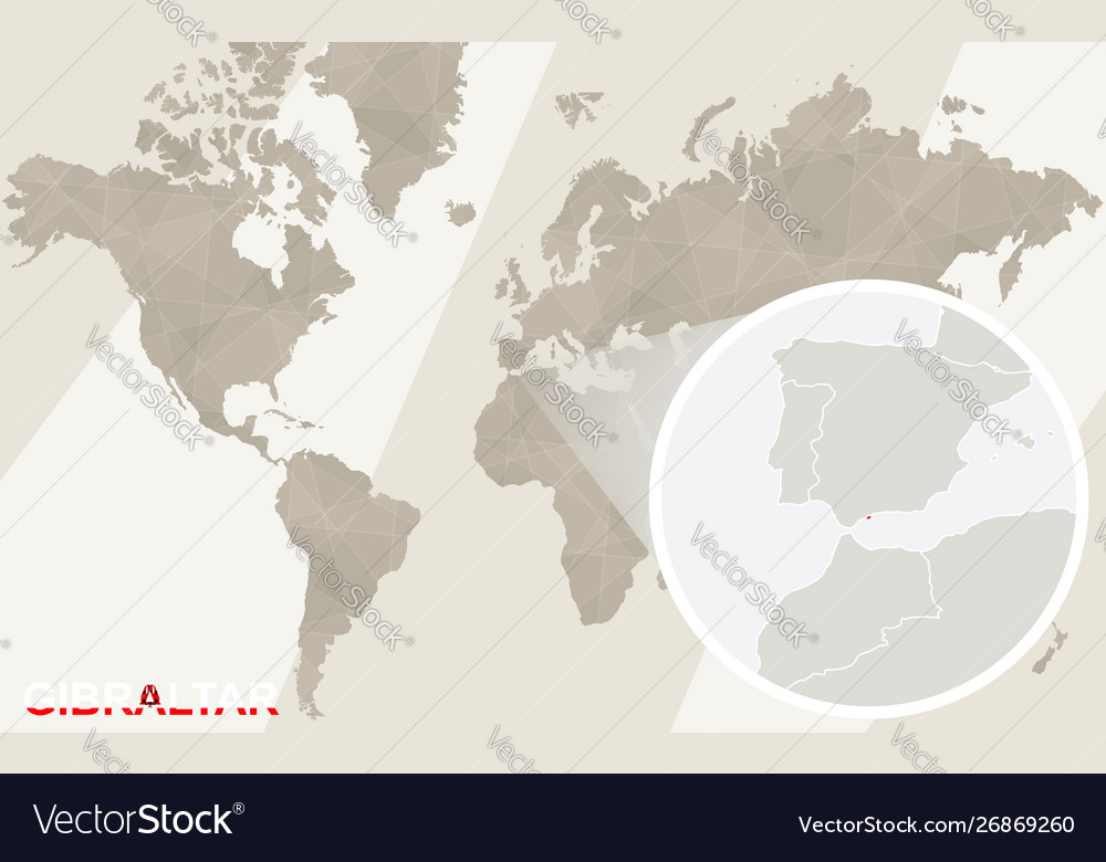 Zoom on gibraltar map and flag world Vector Image Zoom on gibraltar map and flag world