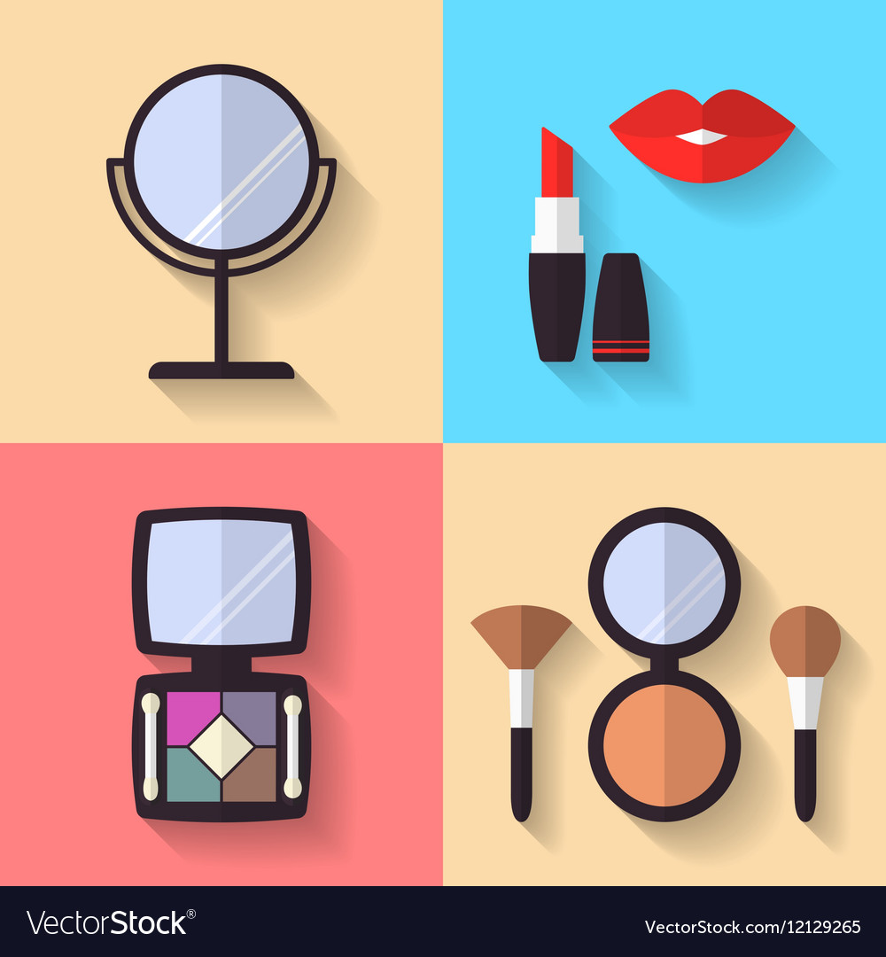 Cosmetic and Makeup flat Icons Set Royalty Free Vector Image