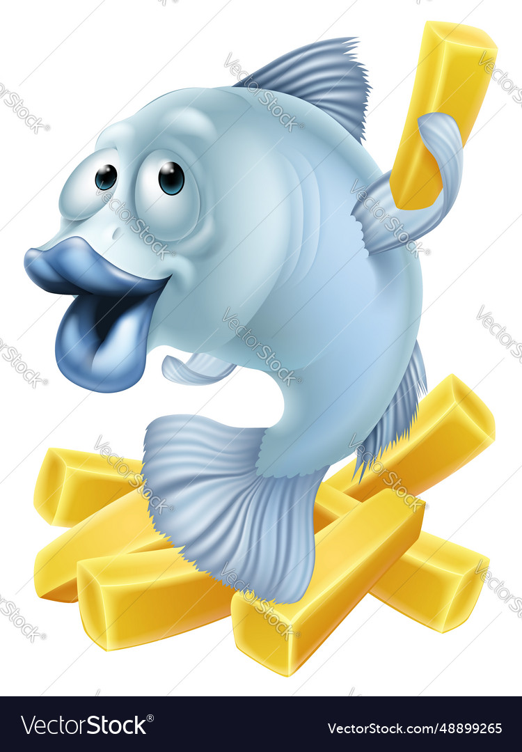 Fish and chips cartoon Royalty Free Vector Image