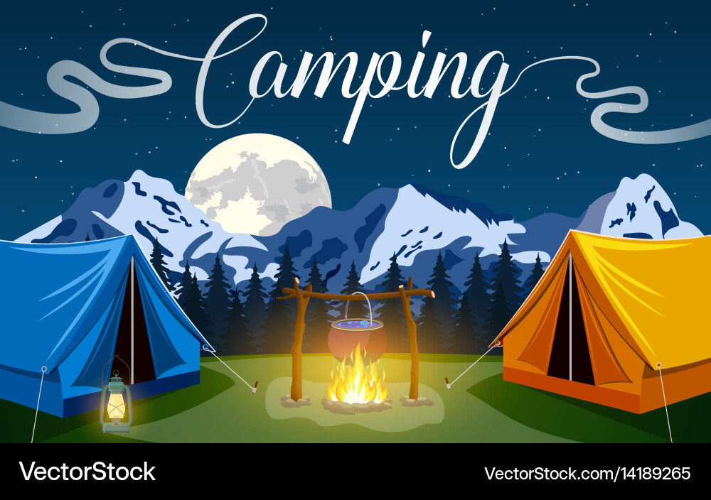 Flat camping Royalty Free Vector Image - VectorStock