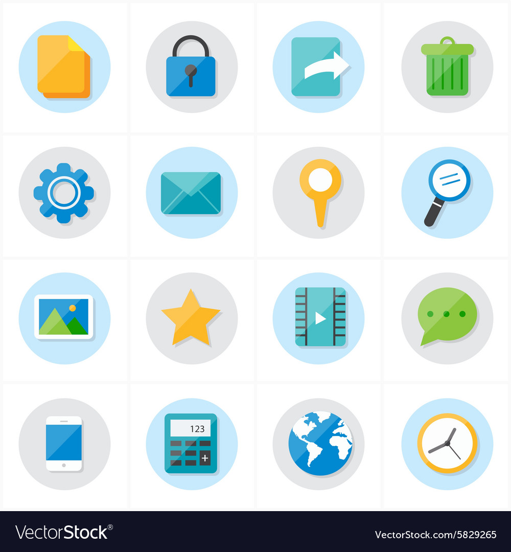 Flat icons mobile and internet web