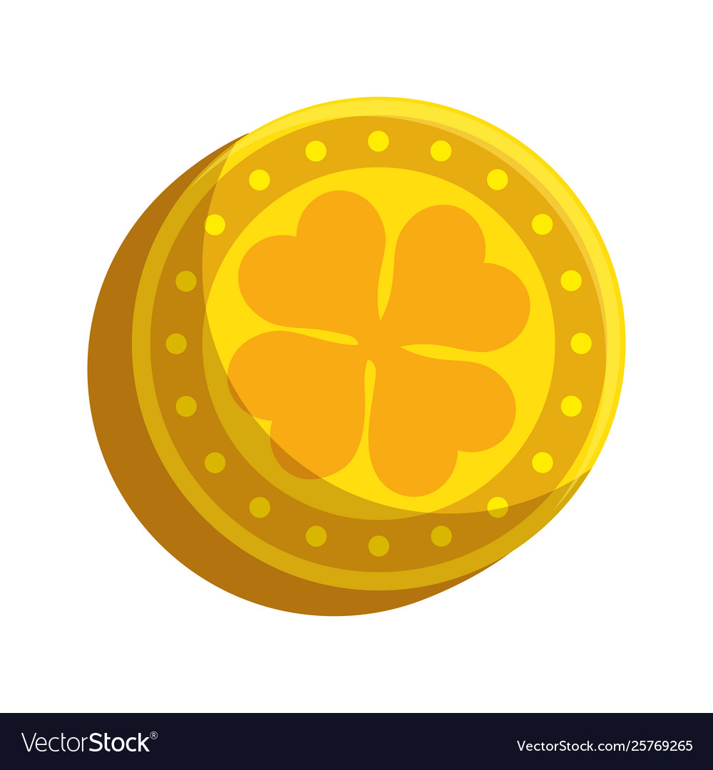 Gold Coin with Clover Icon