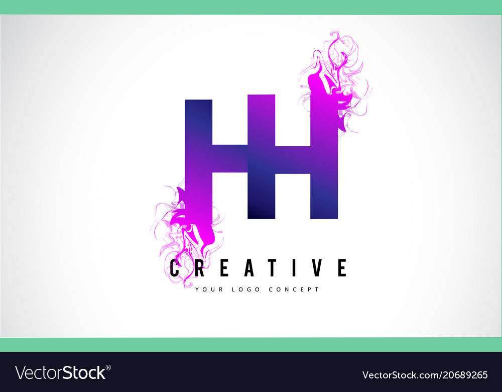 Hh h h purple letter logo design with liquid Vector Image