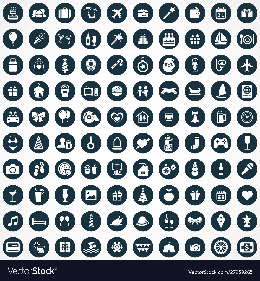 Holiday 100 icons universal set for web and ui