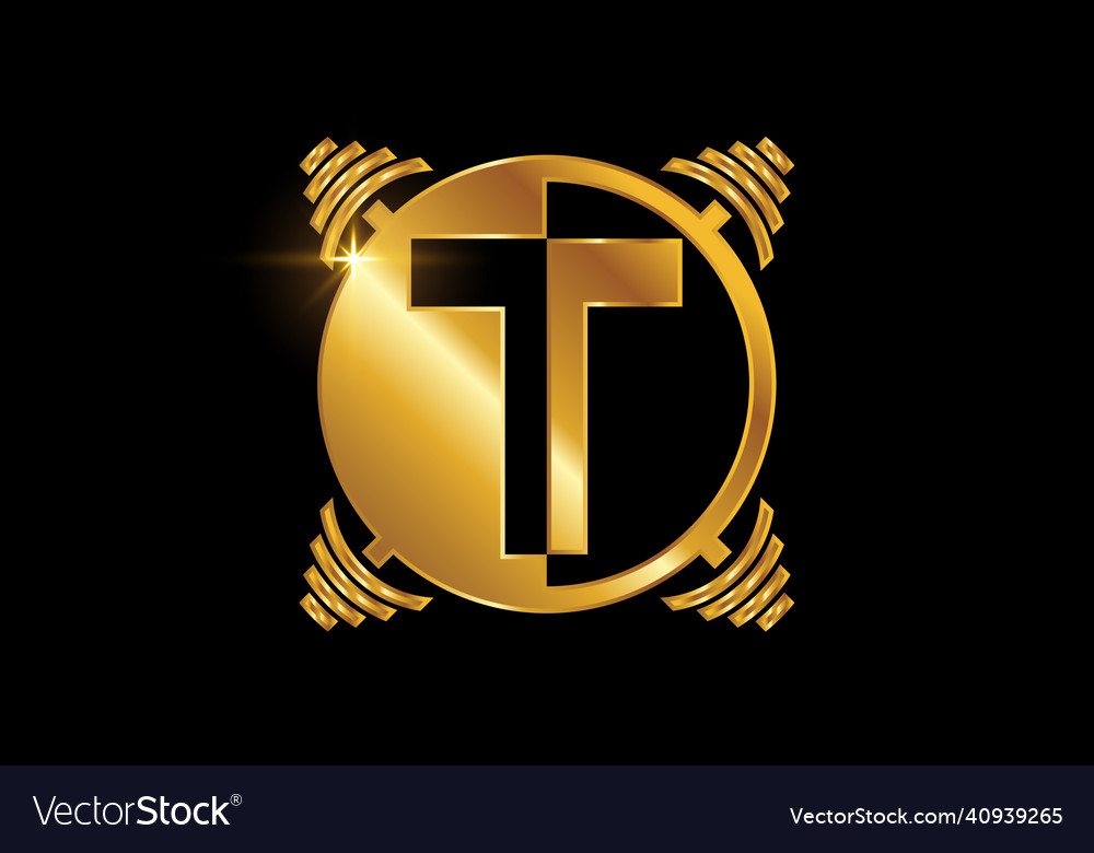Initial t monogram alphabet with a barbell