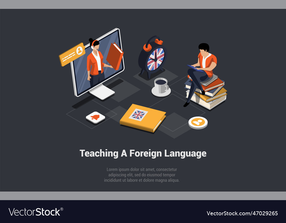 Language learn app man learning foreign