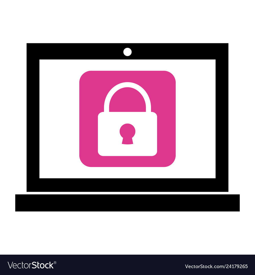 Laptop with padlock app tech