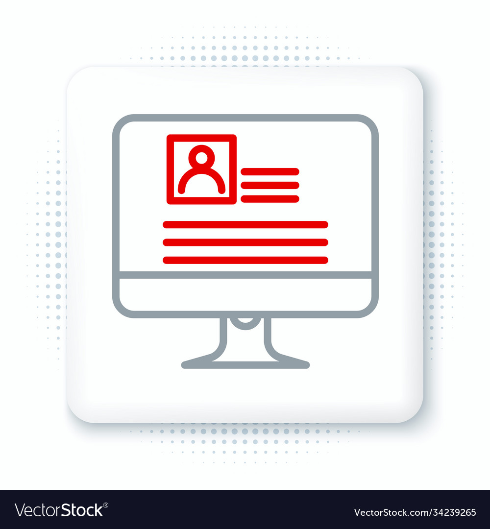 Line computer monitor with resume icon isolated vector image Line computer monitor with resume icon isolated