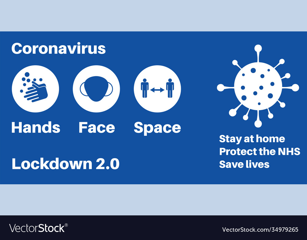 Lockdown 20 hands space face covid19 information Vector Image