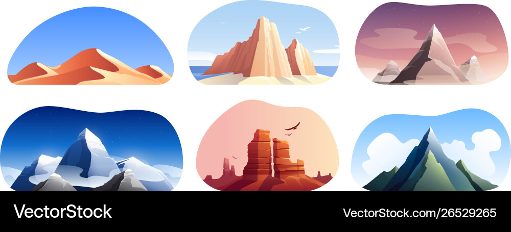 Mountain rocks landscapes set Royalty Free Vector Image
