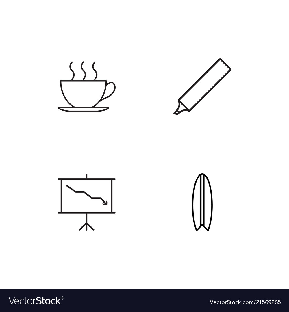 Office linear icons set simple outline