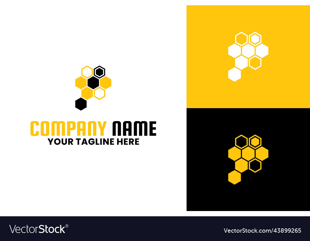 Orange hexagon logo template Royalty Free Vector Image