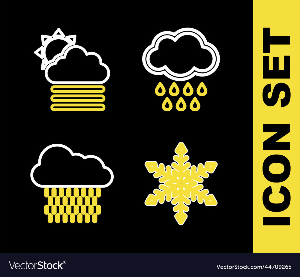 Set line cloud with rain snowflake and fog Vector Image Set line cloud with rain snowflake and fog