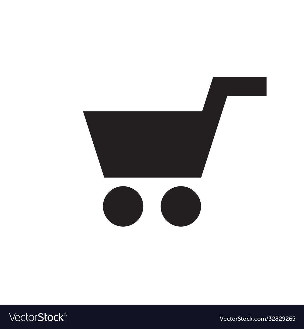 Shopping cart - black icon on white background vector image Shopping cart - black icon on white background