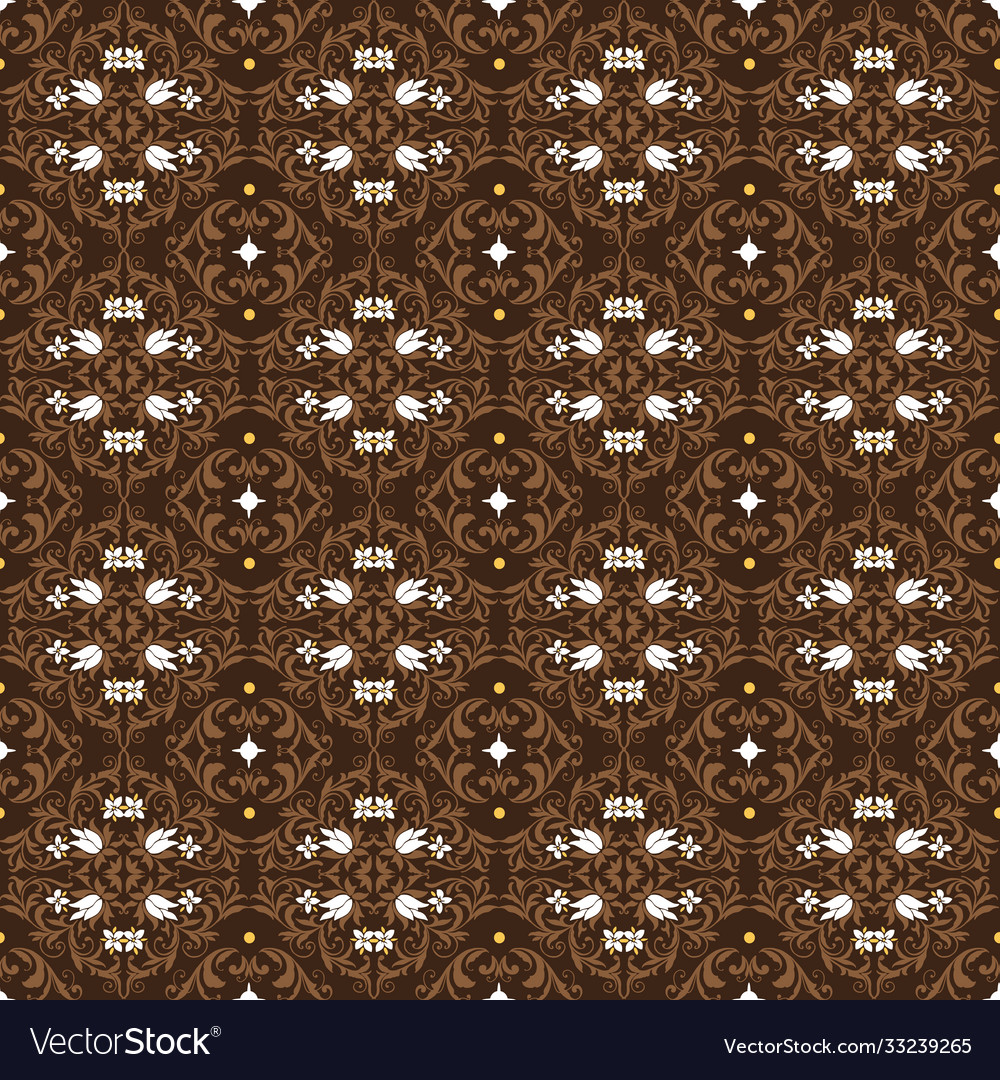 Simple flower pattern design on javanese batik vector image Simple flower pattern design on javanese batik