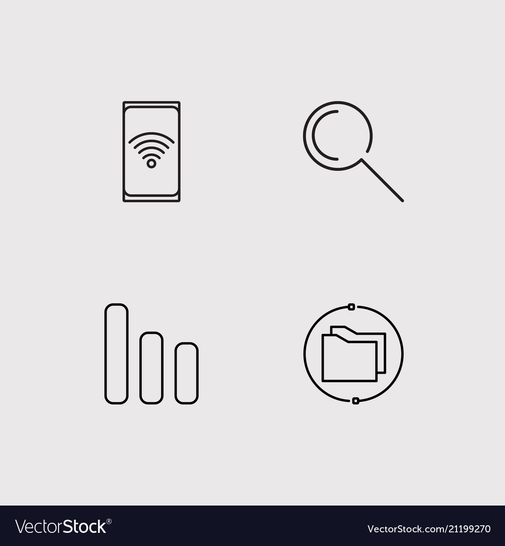 Data analytics simple linear icons set outlined