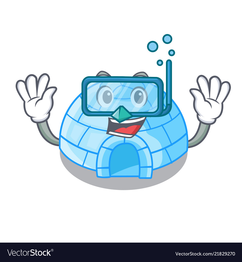 Diving cartoon dome igloo ice house snow