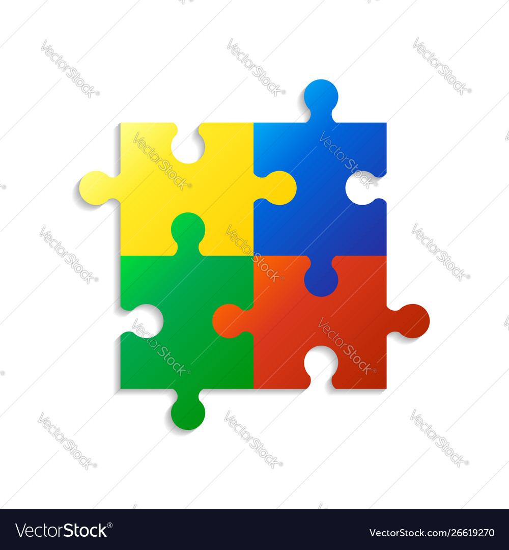 Four piece flat puzzle round infographic Vector Image