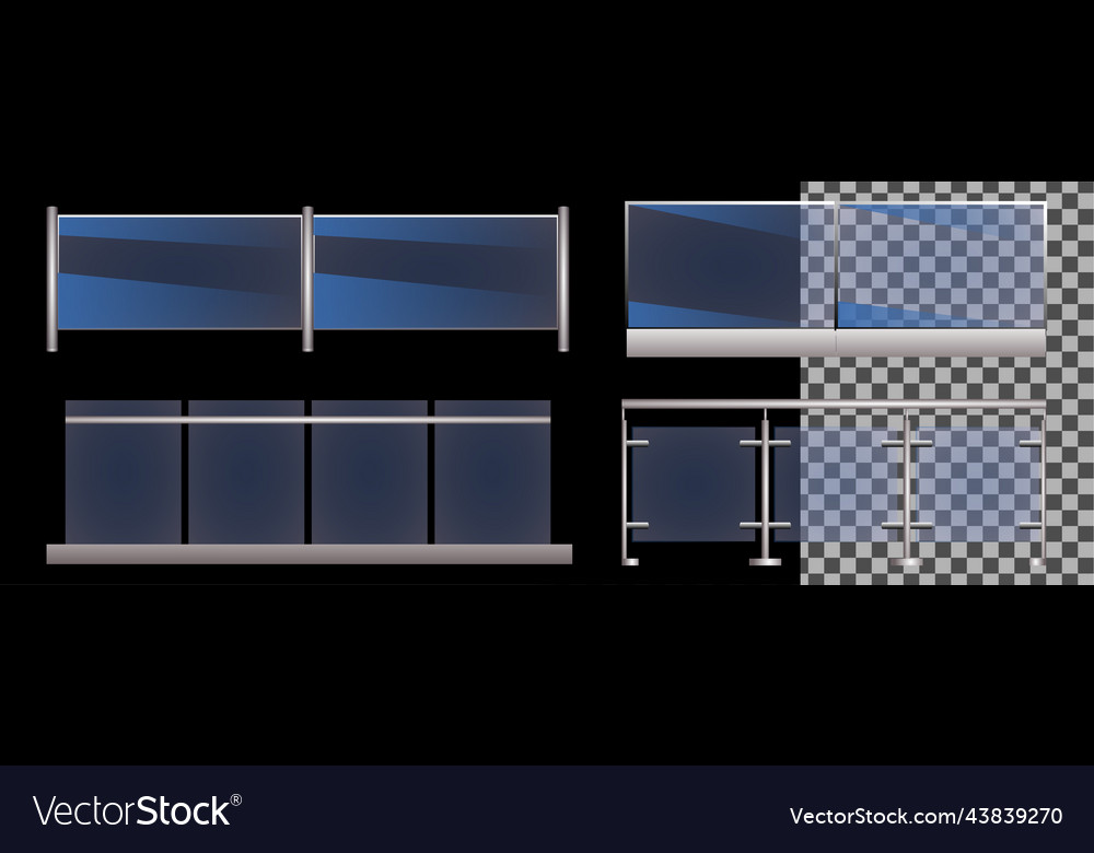 Glass railing set or fence with handrails Vector Image Glass railing set or fence with handrails