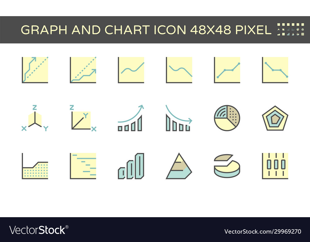 Graph and chart icon set 48x48 pixel perfect vector image Graph and chart icon set 48x48 pixel perfect